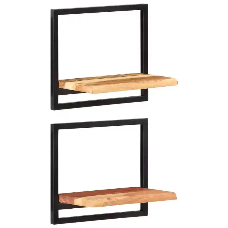 Set di 5 mensole in legno d'acacia – Stile industriale marrone e nero