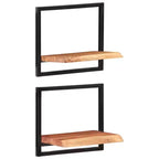 Set di 5 mensole in legno d'acacia – Stile industriale marrone e nero