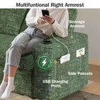 Divano letto a 4 funzioni da 65,5" con schienali regolabili, ricarica USB e portabicchieri