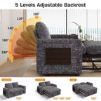 Divano letto a 4 funzioni da 65,5" con schienali regolabili, ricarica USB e portabicchieri
