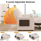 Divano letto a 4 funzioni da 65,5" con schienali regolabili, ricarica USB e portabicchieri