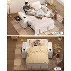 Divano letto a 4 funzioni da 65,5" con schienali regolabili, ricarica USB e portabicchieri