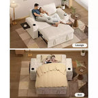 Divano letto a 4 funzioni da 65,5" con schienali regolabili, ricarica USB e portabicchieri