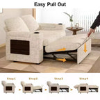 Divano letto a 4 funzioni da 65,5" con schienali regolabili, ricarica USB e portabicchieri
