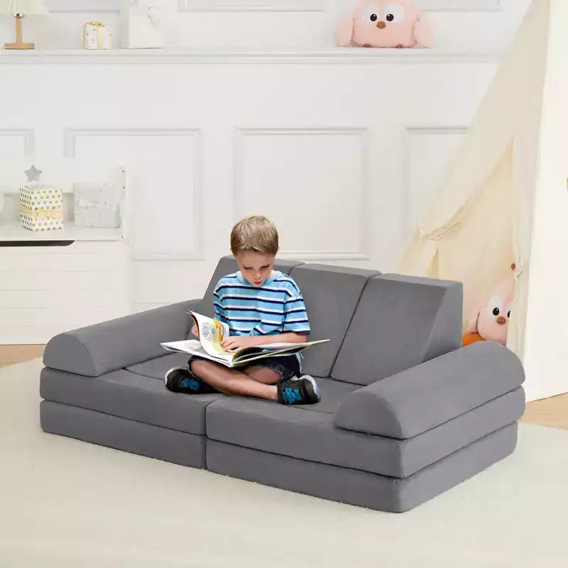 Divano per Bambini, Divano Modulare a 10 Pezzi per Bambini, Divano in Schiuma con Spugna ad Alta Densità per Giocare, Creare, Dormire, Mobili per Bambini Stimolanti