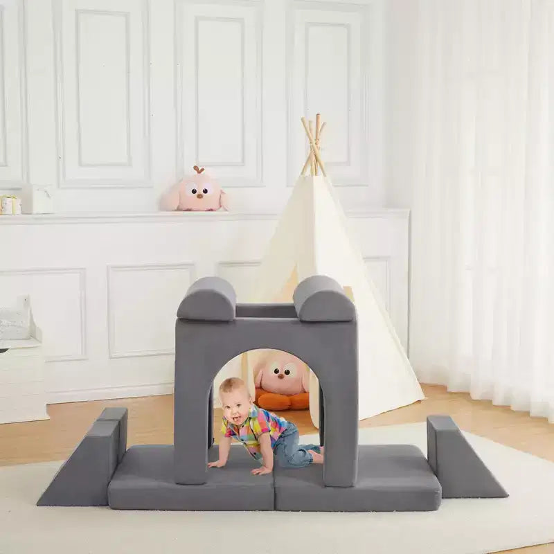 Divano per Bambini, Divano Modulare a 10 Pezzi per Bambini, Divano in Schiuma con Spugna ad Alta Densità per Giocare, Creare, Dormire, Mobili per Bambini Stimolanti
