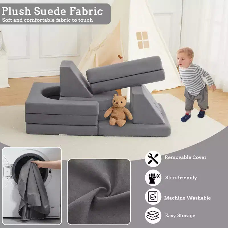 Divano per Bambini, Divano Modulare a 10 Pezzi per Bambini, Divano in Schiuma con Spugna ad Alta Densità per Giocare, Creare, Dormire, Mobili per Bambini Stimolanti