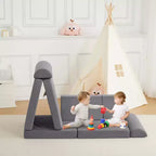 Divano per Bambini, Divano Modulare a 10 Pezzi per Bambini, Divano in Schiuma con Spugna ad Alta Densità per Giocare, Creare, Dormire, Mobili per Bambini Stimolanti