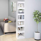 Libreria alta bianca, stile rettangolare, 6 ripiani, montaggio 1 persona