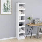 Libreria alta bianca, stile rettangolare, 6 ripiani, montaggio 1 persona