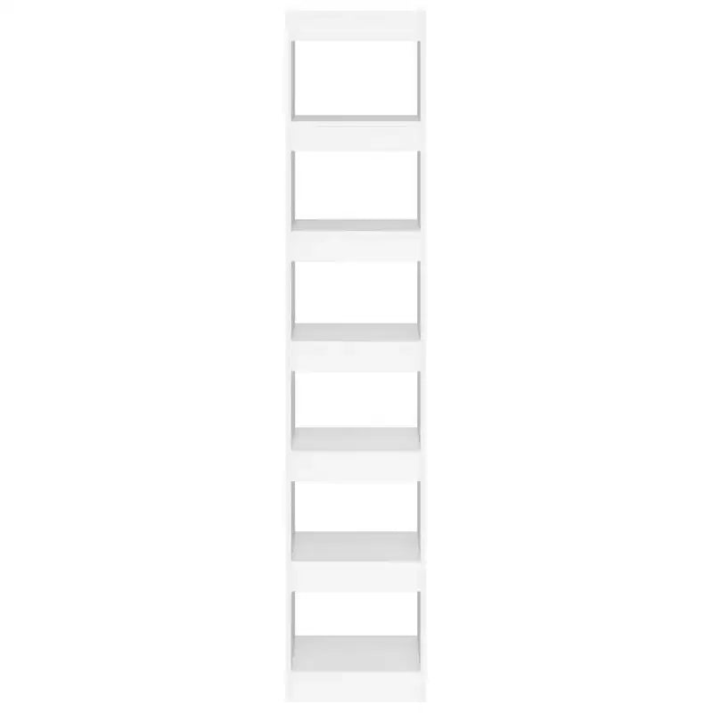 Libreria alta bianca, stile rettangolare, 6 ripiani, montaggio 1 persona
