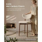 Sgabello da Bar Mid-Century Color Cappuccino Beige, Senza Braccioli, Set da 2