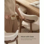 Sgabello da Bar Mid-Century Color Cappuccino Beige, Senza Braccioli, Set da 2