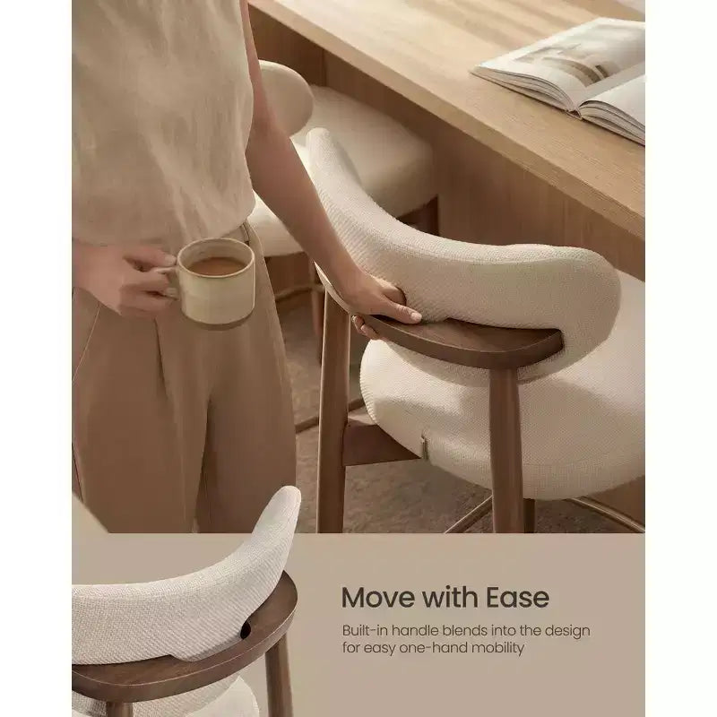 Sgabello da Bar Mid-Century Color Cappuccino Beige, Senza Braccioli, Set da 2