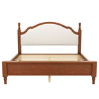 Letto imbottito nero/marrone con piattaforma, testiera curva, struttura in legno di pino, queen/king, per 2 persone