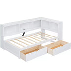 Letto a giorno singolo bianco con cassetti contenitore e porte USB, 1 persona