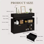 Mobile bar in legno, mobile da cucina con 3 cassetti e ripiano regolabile, credenza a buffet per sala da pranzo