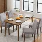 Set di 2 sedie da pranzo Parsons, in lino imbottito, schienale alto e comoda seduta imbottita con robuste gambe in legno per casa e bar