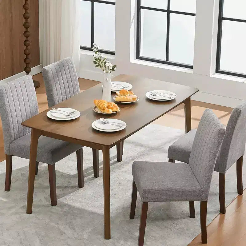 Set di 2 sedie da pranzo Parsons, in lino imbottito, schienale alto e comoda seduta imbottita con robuste gambe in legno per casa e bar