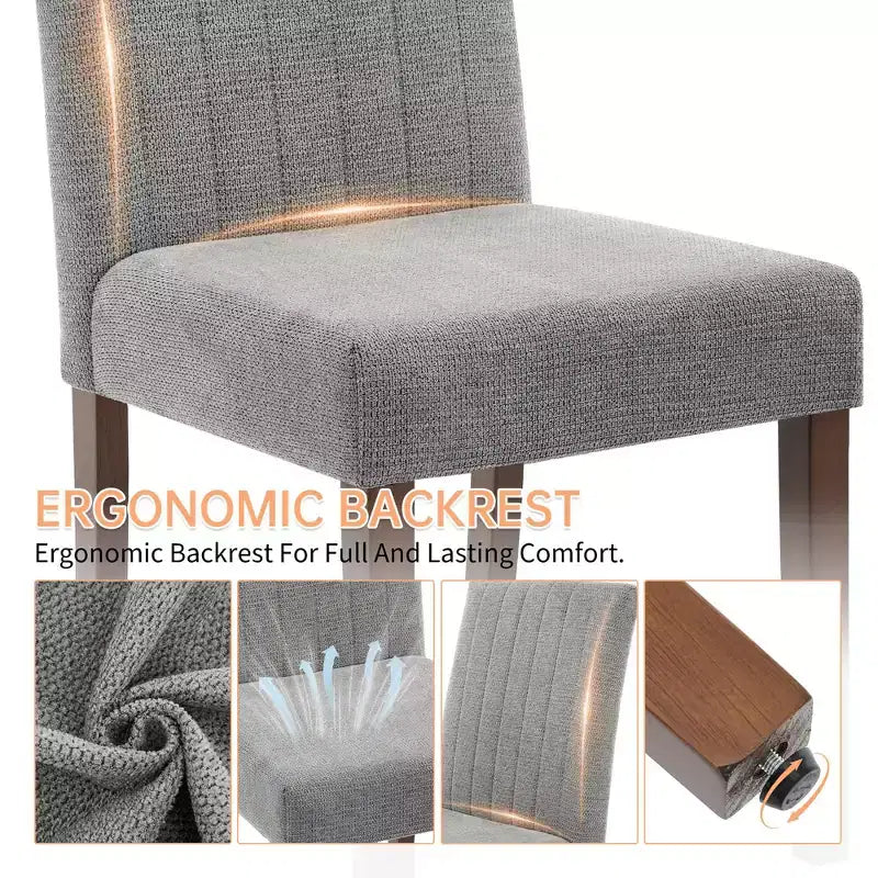 Set di 2 sedie da pranzo Parsons, in lino imbottito, schienale alto e comoda seduta imbottita con robuste gambe in legno per casa e bar