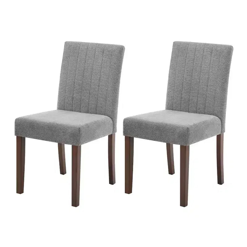 Set di 2 sedie da pranzo Parsons, in lino imbottito, schienale alto e comoda seduta imbottita con robuste gambe in legno per casa e bar