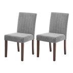 Set di 2 sedie da pranzo Parsons, in lino imbottito, schienale alto e comoda seduta imbottita con robuste gambe in legno per casa e bar