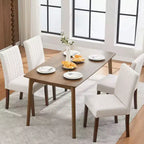 Set di 2 sedie da pranzo Parsons, in lino imbottito, schienale alto e comoda seduta imbottita con robuste gambe in legno per casa e bar
