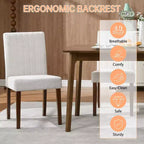 Set di 2 sedie da pranzo Parsons, in lino imbottito, schienale alto e comoda seduta imbottita con robuste gambe in legno per casa e bar