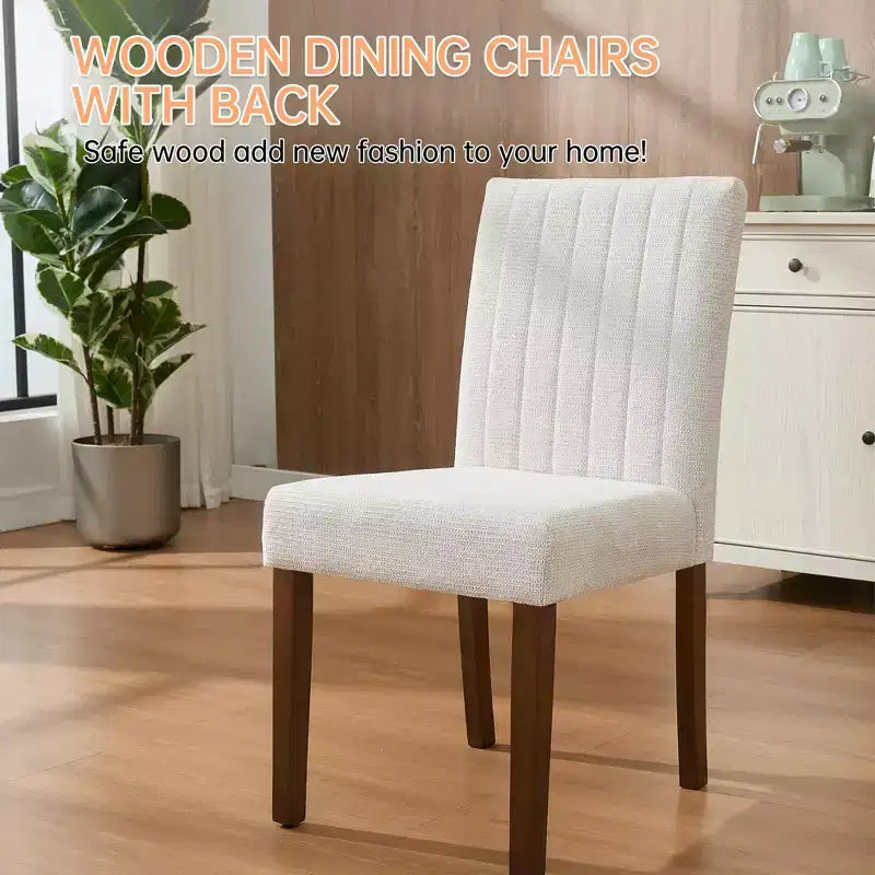 Set di 2 sedie da pranzo Parsons, in lino imbottito, schienale alto e comoda seduta imbottita con robuste gambe in legno per casa e bar
