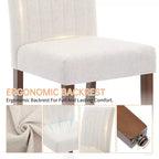 Set di 2 sedie da pranzo Parsons, in lino imbottito, schienale alto e comoda seduta imbottita con robuste gambe in legno per casa e bar