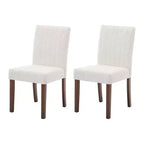 Set di 2 sedie da pranzo Parsons, in lino imbottito, schienale alto e comoda seduta imbottita con robuste gambe in legno per casa e bar