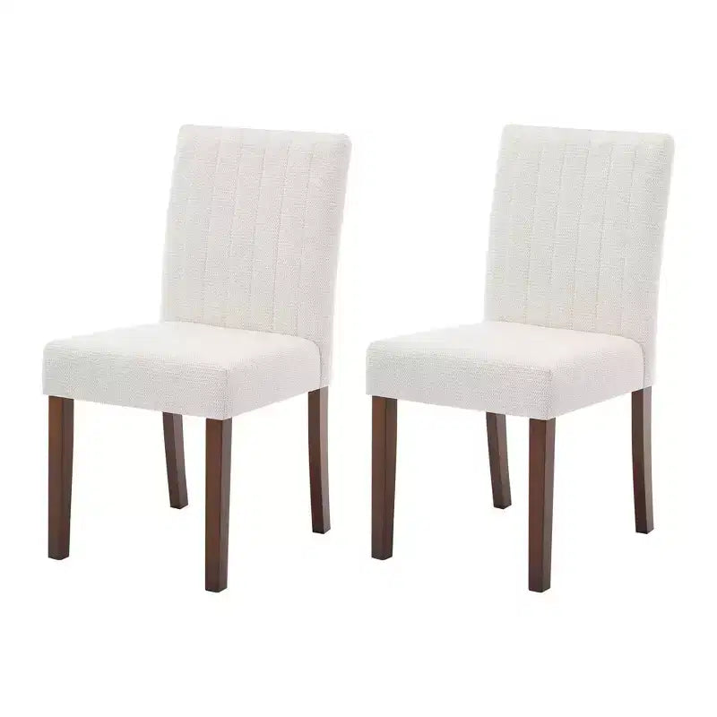 Set di 2 sedie da pranzo Parsons, in lino imbottito, schienale alto e comoda seduta imbottita con robuste gambe in legno per casa e bar