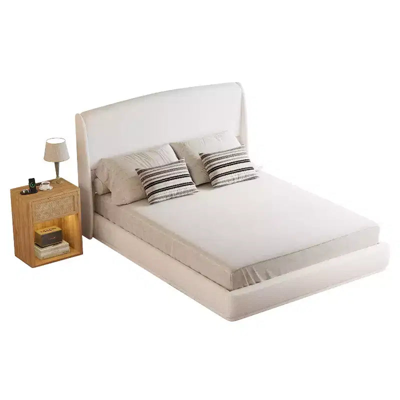 Letto a piattaforma Queen imbottito con testiera ad ali imbottita – Profilo basso
