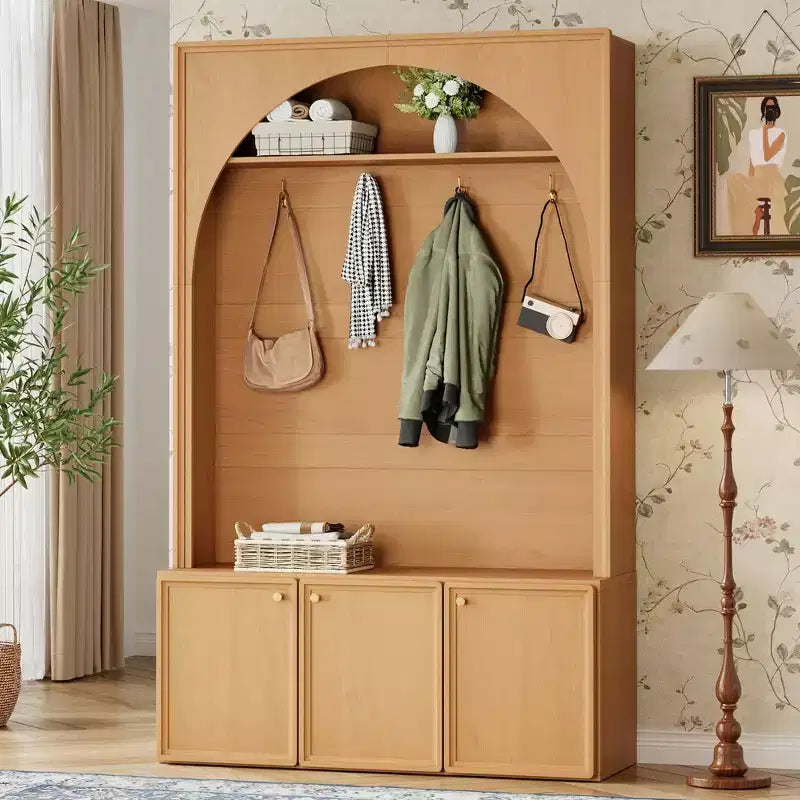 Panca da ingresso All-in-1 Hall Tree con appendiabiti, ganci e scarpiera
