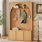 Panca da ingresso All-in-1 Hall Tree con appendiabiti, ganci e scarpiera