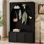 Panca da ingresso All-in-1 Hall Tree con appendiabiti, ganci e scarpiera