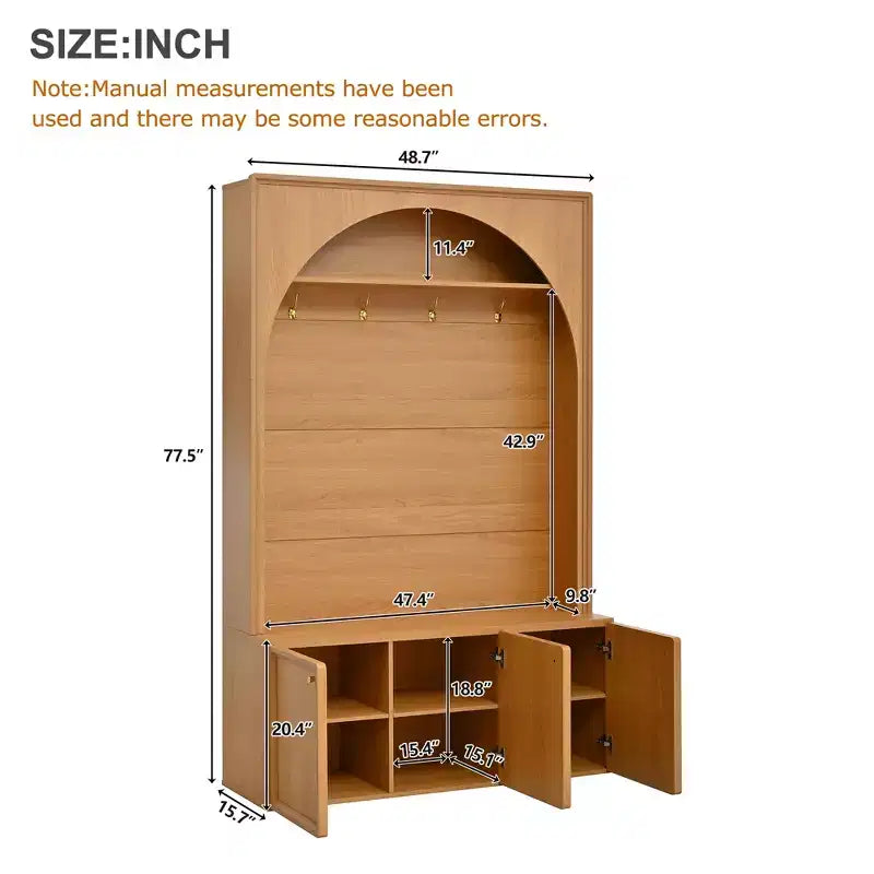 Panca da ingresso All-in-1 Hall Tree con appendiabiti, ganci e scarpiera