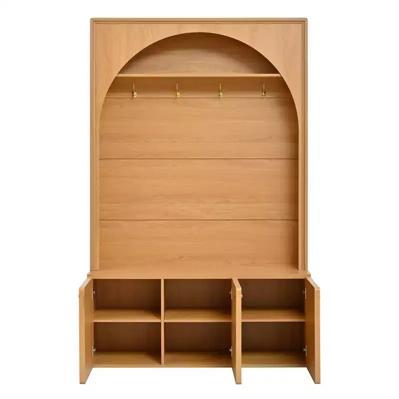Panca da ingresso All-in-1 Hall Tree con appendiabiti, ganci e scarpiera