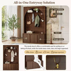 Panca da ingresso All-in-1 Hall Tree con appendiabiti, ganci e scarpiera