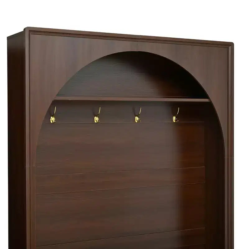 Panca da ingresso All-in-1 Hall Tree con appendiabiti, ganci e scarpiera