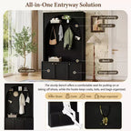 Panca da ingresso All-in-1 Hall Tree con appendiabiti, ganci e scarpiera