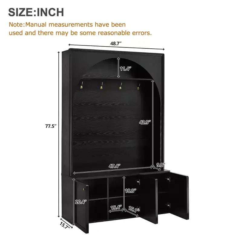 Panca da ingresso All-in-1 Hall Tree con appendiabiti, ganci e scarpiera