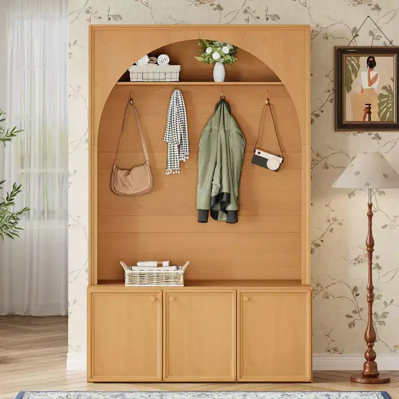Panca da ingresso All-in-1 Hall Tree con appendiabiti, ganci e scarpiera