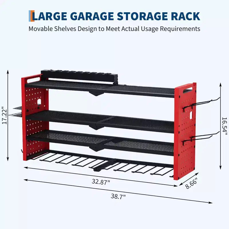 Scaffale porta attrezzi elettrici da parete a 4 livelli resistente da 180 kg, con 8 fessure per trapani, porta-cacciaviti, ripiano in metallo per garage e officina