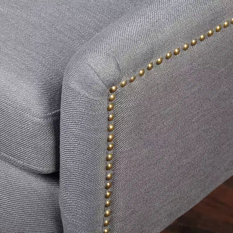 Poltrona in lino con struttura in metallo – Imbottita con braccioli