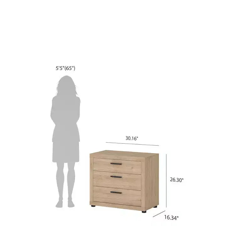Set da 4 Pezzi per Camera da Letto – Stile Scandinavo, Finitura Jackson Hickory