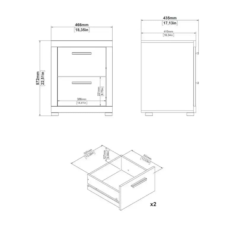 Set da 4 Pezzi per Camera da Letto – Stile Scandinavo, Finitura Jackson Hickory