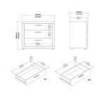 Set da 4 Pezzi per Camera da Letto – Stile Scandinavo, Finitura Jackson Hickory