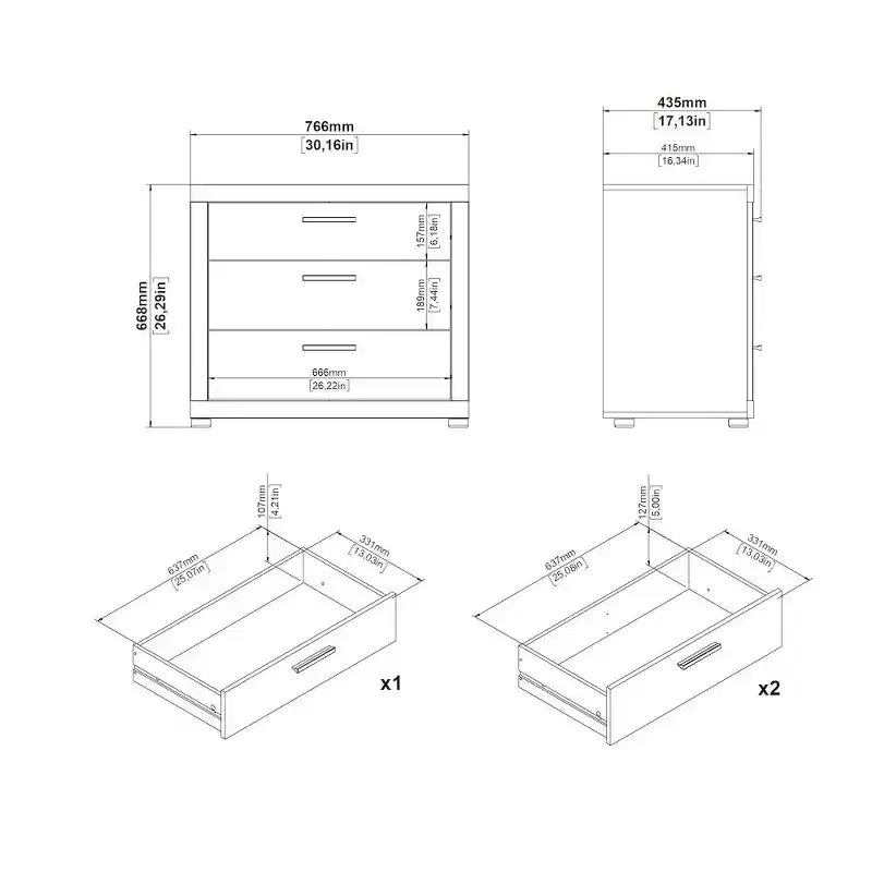 Set da 4 Pezzi per Camera da Letto – Stile Scandinavo, Finitura Jackson Hickory