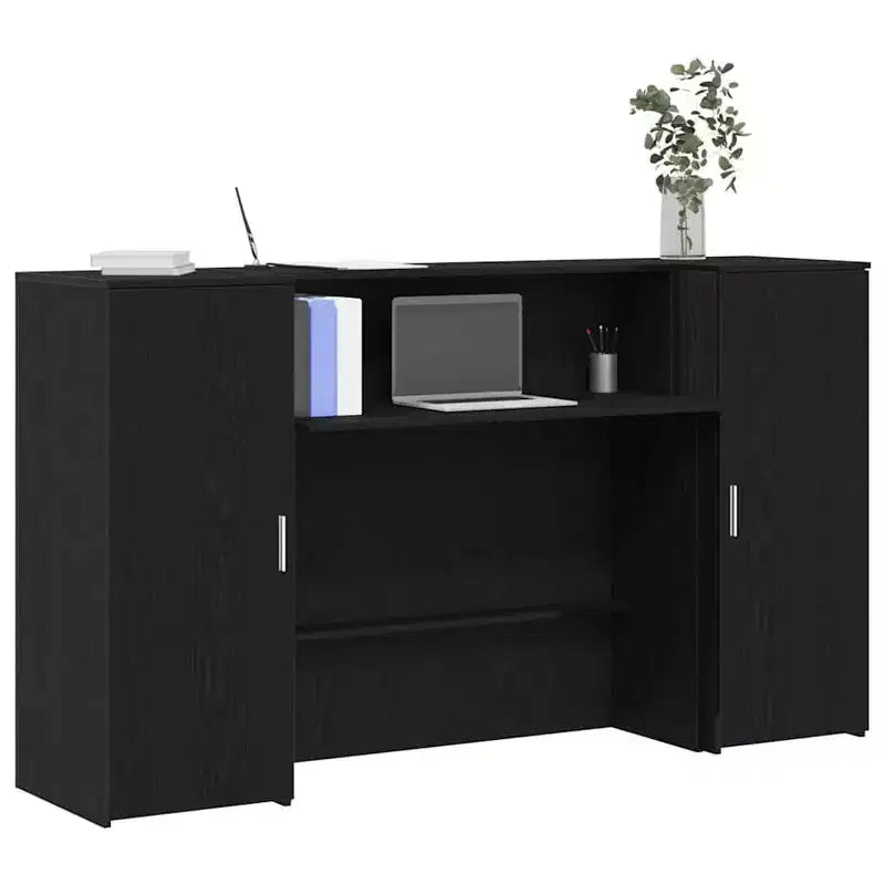 Reception Desk – Legno d'ingegneria in rovere nero 180 x 50 x 103,5 cm